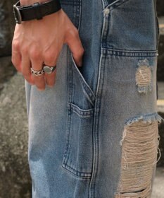 WEGO ダブルニーダメージデニムショーツ