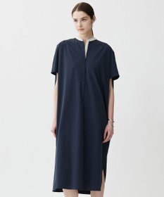 ICB 【接触冷感・UVカット・洗える】RENUソフトタイプライター バンドカラーワンピース ネイビー×トープ系