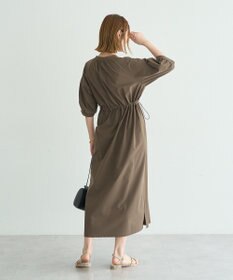 YECCA VECCA <<UVカット>>ドロストギャザー袖ワンピース
