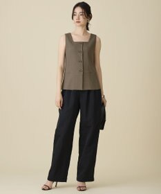 自由区 【カタログ掲載・人気素材・セットアップ対応】リネンライクシンセティックノースリーブ ブラウス