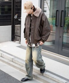 WEGO 【ユニセックス着用ITEM/MLサイズ展開】PU2WAYフライトブルゾン