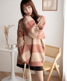 WEGO ボーダーフラッフィービッグニット