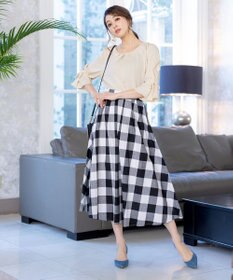 Tiaclasse 【洗える】リボン付きタックフレア袖ブラウス