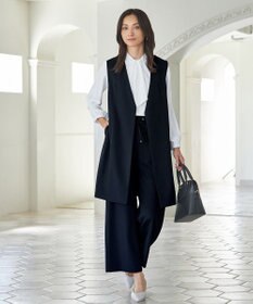 ANY L 【ウエストゴム/ストレッチ/セットアップ可】イージィケアストレッチワイドパンツ