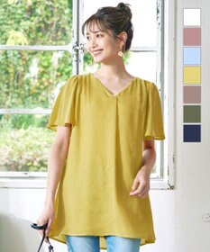 Tiaclasse フレアスリーブチュニックブラウス