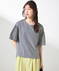 ANY SIS シルケットストライプ フレアスリーブ カットソー
