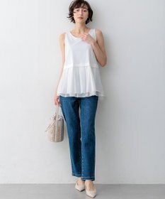 23区 ナチュラルコットンベア シアーペプラム タンクトップ