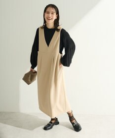 Green Parks Ｏ．洗えてストレッチ　Ｖネックジャンスカ