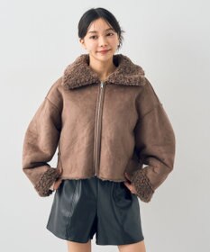 earth music&ecology リバーシブルフェイクムートンショートブルゾン