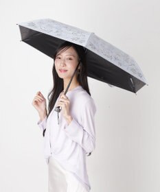 MOONBAT 【遮光率100％/遮熱/UV】LANVIN en Bleu (ランバン オン ブルー)晴雨兼用日傘 ドローイング フラワー 花柄 折りたたみ傘 簡単開閉