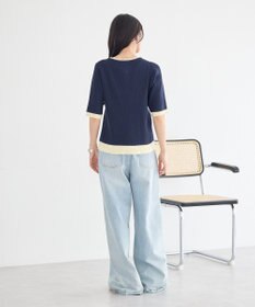 earth music&ecology ヘンリーネック半袖ニットプルオーバー