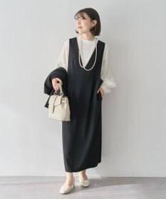 Green Parks Ｏ．洗えてストレッチ　Ｖネックジャンスカ