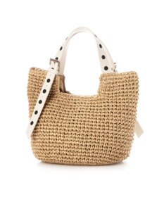 UNBILLION カシュカシュ cachecache / ドット刺繍ハンドル手編みトート