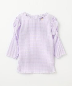 ANY KIDS シアー ギンガム 七分袖 Tシャツ