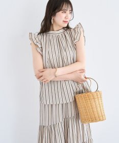 Green Parks ・ＥＬＥＮＣＡＲＥ　ＤＵＥ　ストライプフリルブラウス