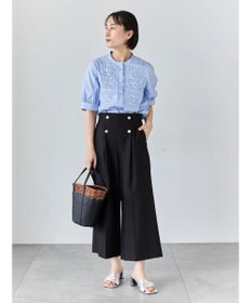Te chichi ピンタック&レース5分袖ブラウス