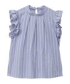 Green Parks ・ＥＬＥＮＣＡＲＥ　ＤＵＥ　ストライプフリルブラウス