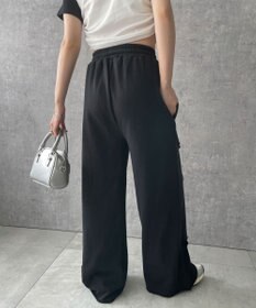 WEGO 【ウエストゴム】ヴィンテージウォッシュスウェットワイドパンツ