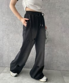 WEGO 【ウエストゴム】ヴィンテージウォッシュスウェットワイドパンツ