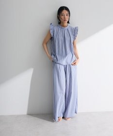 Green Parks ・ＥＬＥＮＣＡＲＥ　ＤＵＥ　ストライプフリルブラウス