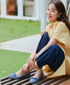 Tiaclasse 【安田美沙子さん着用/小倉優子さん着用・洗える/撥水】プチリボンニットフラットパンプス