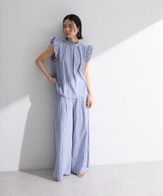 Green Parks ・ＥＬＥＮＣＡＲＥ　ＤＵＥ　ストライプフリルブラウス