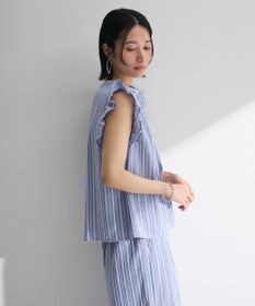 Green Parks ・ＥＬＥＮＣＡＲＥ　ＤＵＥ　ストライプフリルブラウス