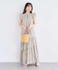 Green Parks ・ＥＬＥＮＣＡＲＥ　ＤＵＥ　ストライプフリルブラウス