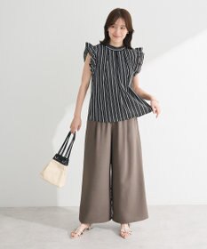 Green Parks ・ＥＬＥＮＣＡＲＥ　ＤＵＥ　ストライプフリルブラウス