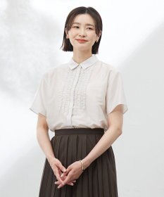 J.PRESS LADIES 【洗える】フリルジャージー ブラウスライク カットソー