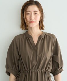 YECCA VECCA <<UVカット>>ドロストギャザー袖ワンピース