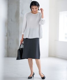 23区 L 【洗える】ライトバックサテンアムンゼン プリーツ ブラウス