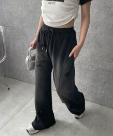 WEGO 【ウエストゴム】ヴィンテージウォッシュスウェットワイドパンツ