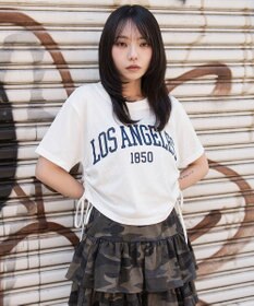 WEGO グラフィックサイドリボンドロストショートT