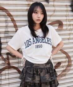 WEGO グラフィックサイドリボンドロストショートT