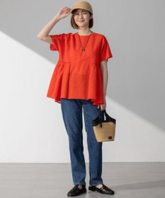 23区 L 【洗える】カラミ ストライプ ペプラム ブラウス