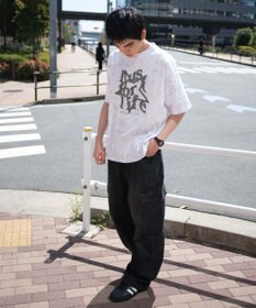 WEGO 【SMLサイズ展開/ウエスト紐】イージー3Dバレルレッグデニムカーゴパンツ