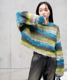 WEGO マルチボーダーブラッシュニットショートプルオーバー