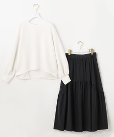 ANY SIS 【洗える・2SET】ダンボール プルオーバー×ギャザー スカート