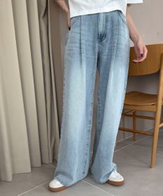 WEGO モチーフデニムタックパンツ