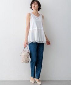 23区 ナチュラルコットンベア シアーペプラム タンクトップ