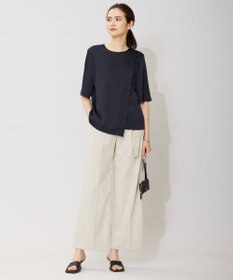 ICB 【洗える】 サテンクレープ Tブラウス