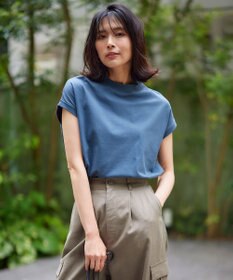 ANY L モックネックフレンチスリーブプルオーバー