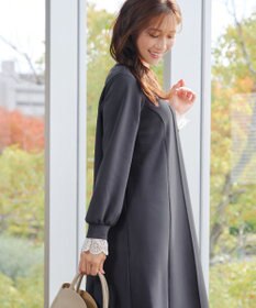 Tiaclasse コットンレースドッキングカットソーワンピース