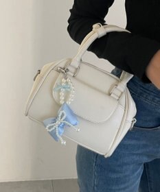 WEGO ダブルパールリボンキーホルダー