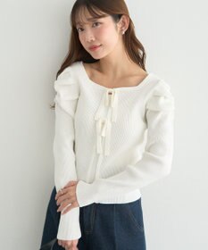 earth music&ecology レイヤード風ギャザーショルダーリブニット