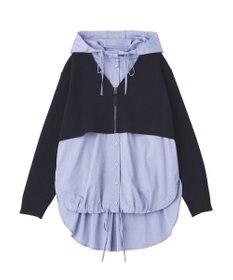 YECCA VECCA ZIPニットレイヤードフーディーシャツ