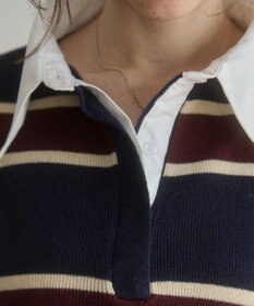 WEGO 【ANGIE VINTAGE】シャツ襟 ドッキング　フェイクレイヤード ニット トップス