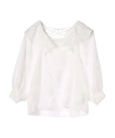 earth music&ecology ジャガードフリルブラウス