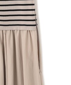 23区 【洗える】マットナイロンタフタ ニットドッキング ワンピース